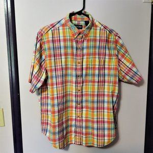 Lands' End Short Sleeve Plaid Button Shirt